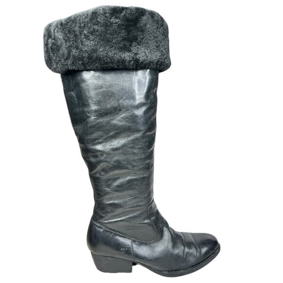Born Women’s Black Leather Over The Knee Shearling Lined Riding Boot Size US 10 - Picture 1 of 13
